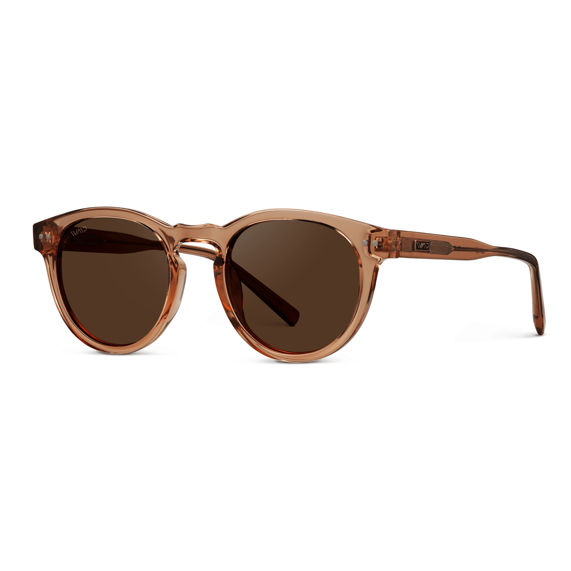 TATE Retro Round Unisex Sunglasses in Light Crystal Brown by WMP Eyewear