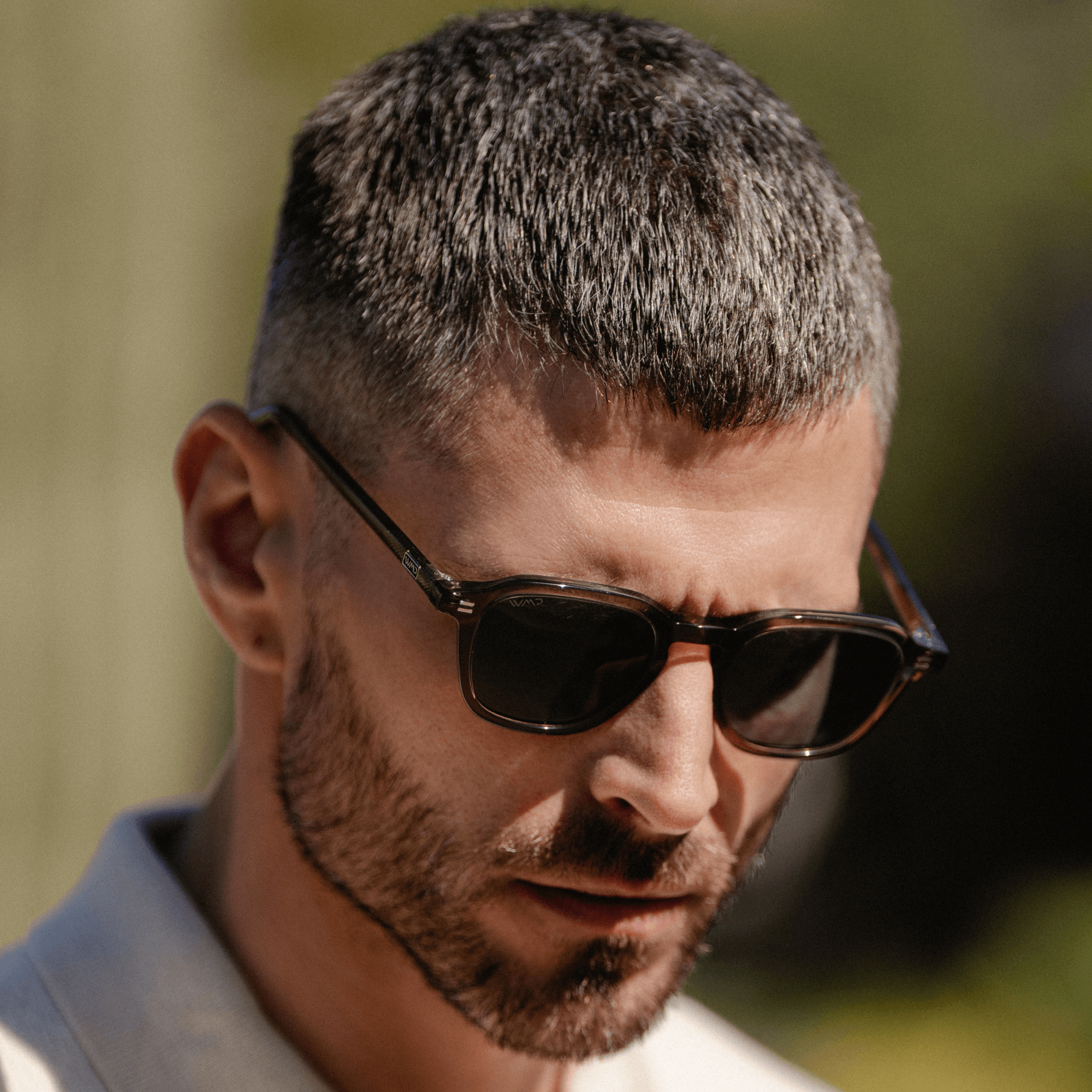 SILAS Polarized Square Sunglasses in Crystal Gunmetal by WMP Eyewear