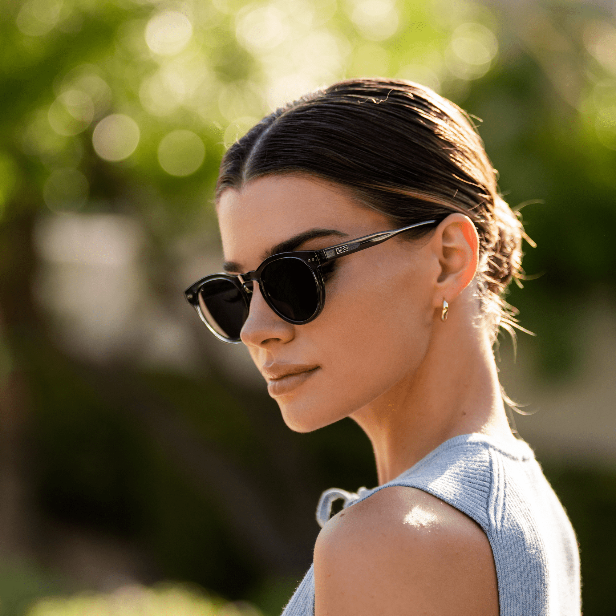 TATE Retro Round Unisex Sunglasses in Crystal Blue by WMP Eyewear