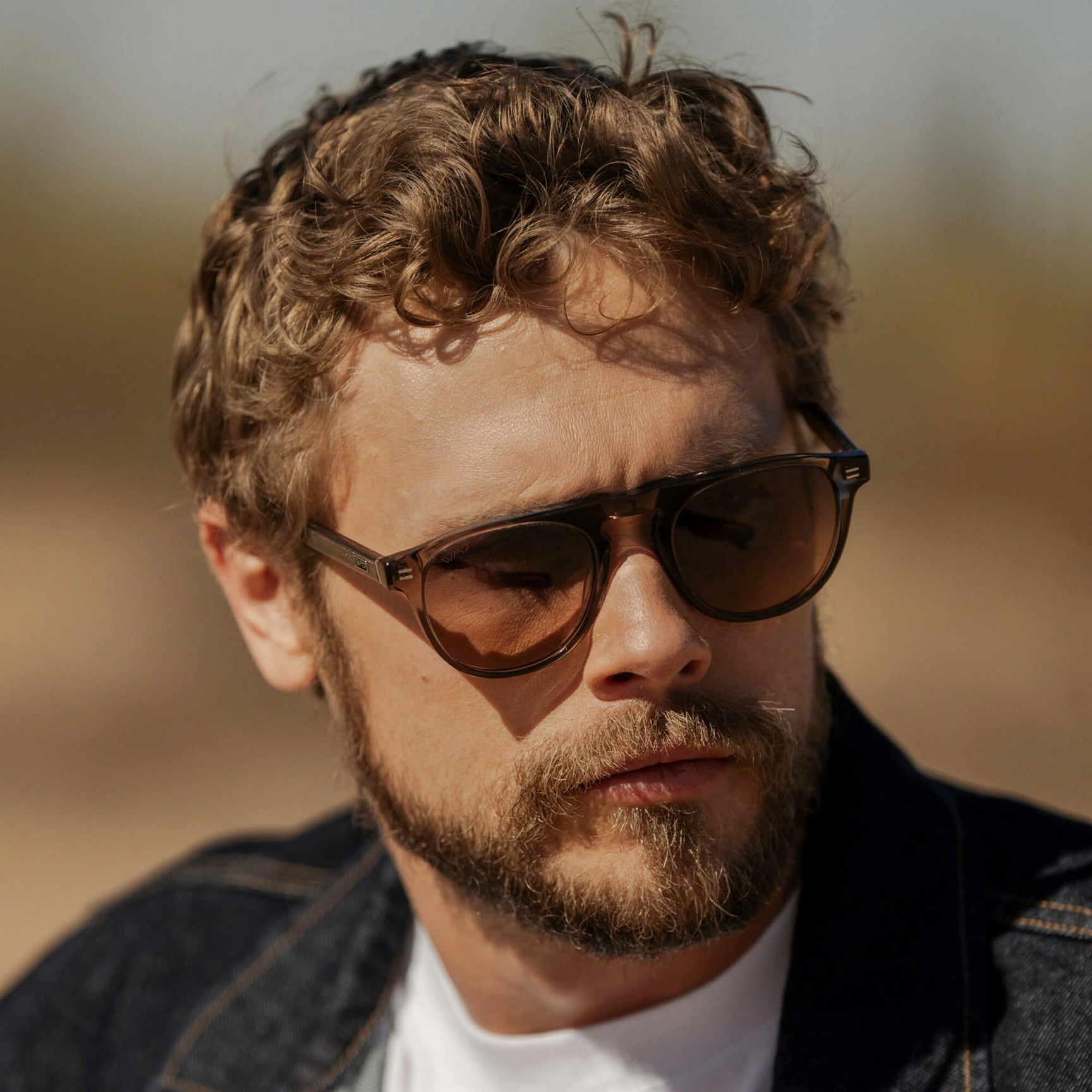AXEL Men's Rounded Aviator Sunglasses in Crystal Gunmetal by WMP Eyewear