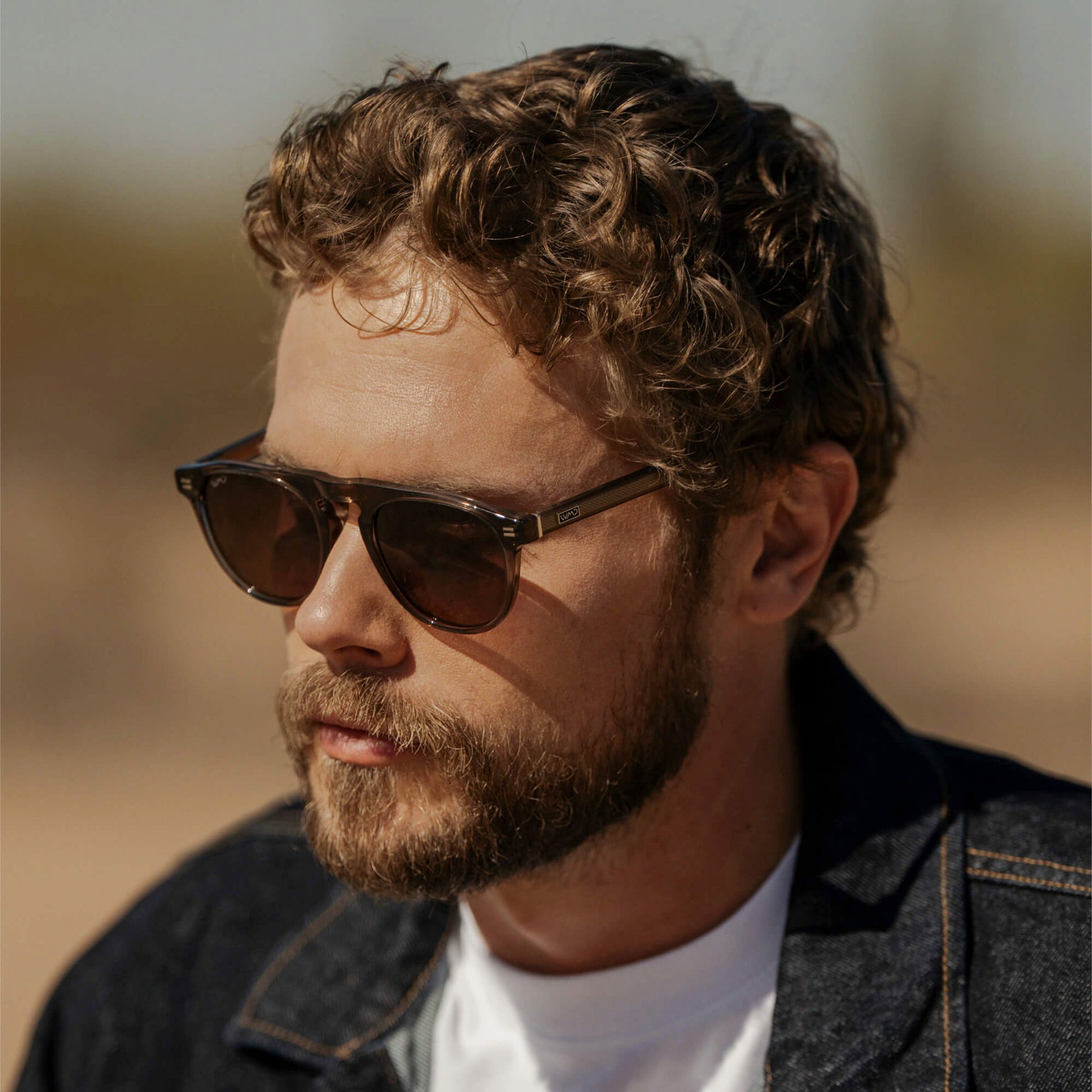 AXEL Men's Rounded Aviator Sunglasses in Crystal Gunmetal by WMP Eyewear