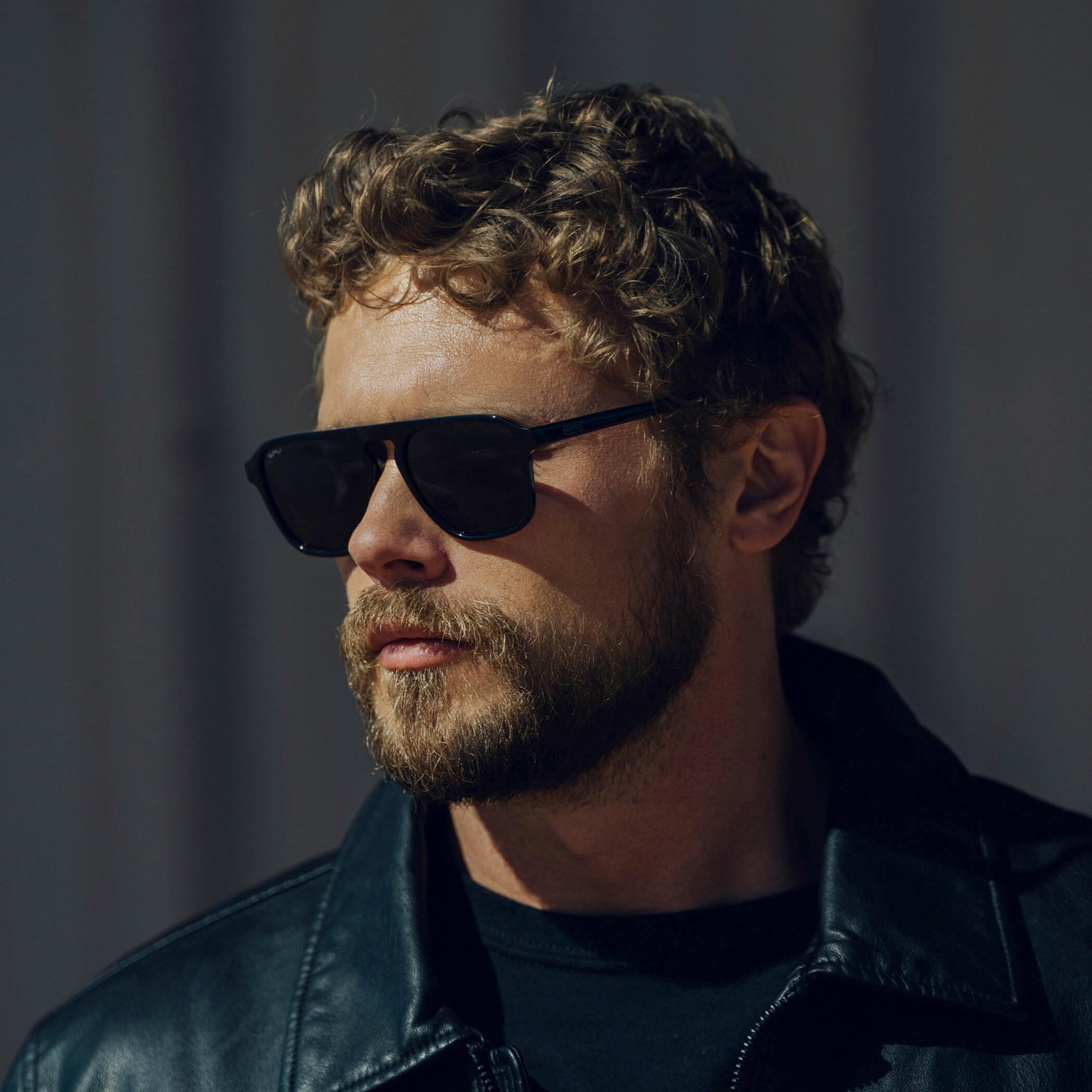 EMERSON Unisex Square Aviator Sunglasses in Triple Black by WMP Eyewear
