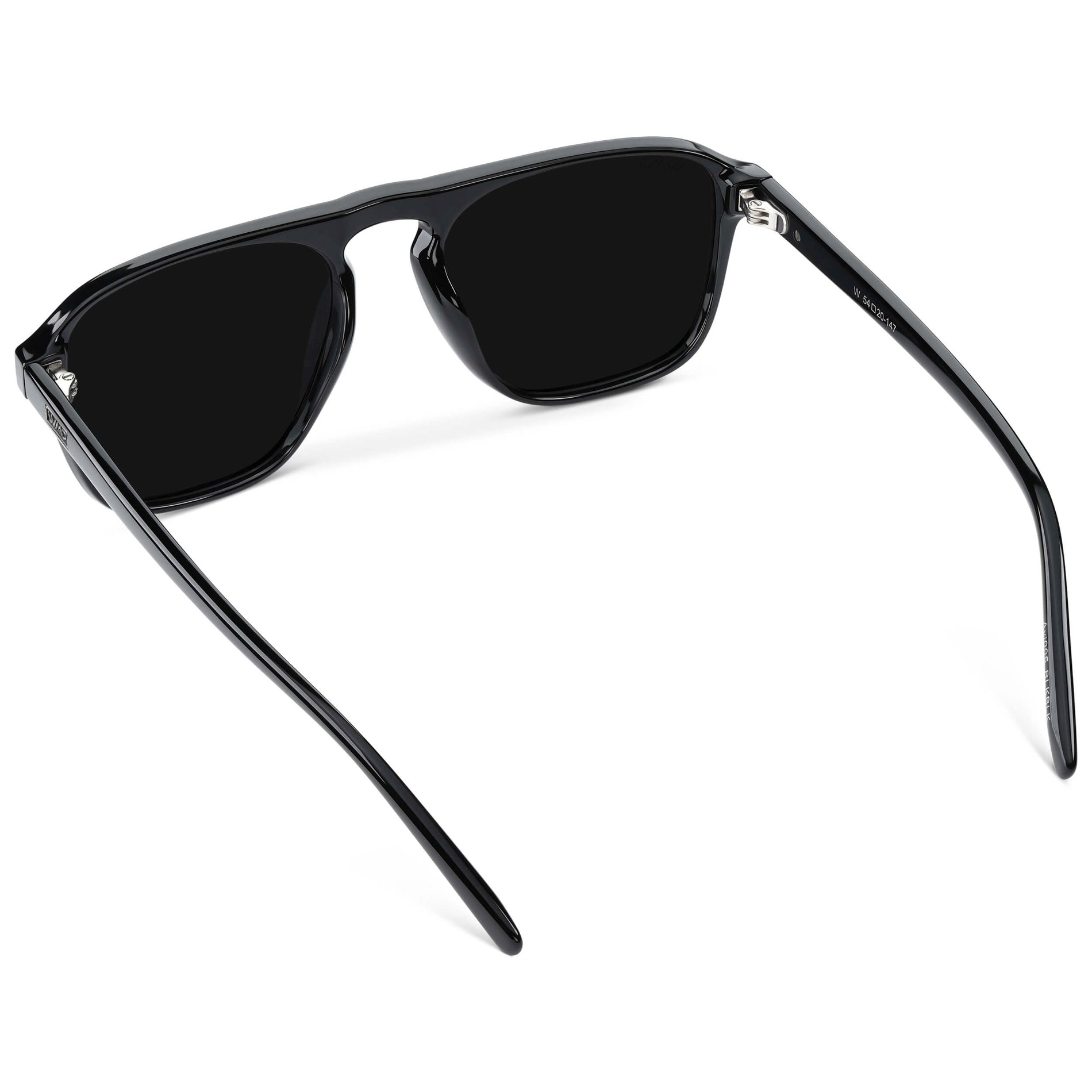 EMERSON Unisex Square Aviator Sunglasses in Triple Black by WMP Eyewear