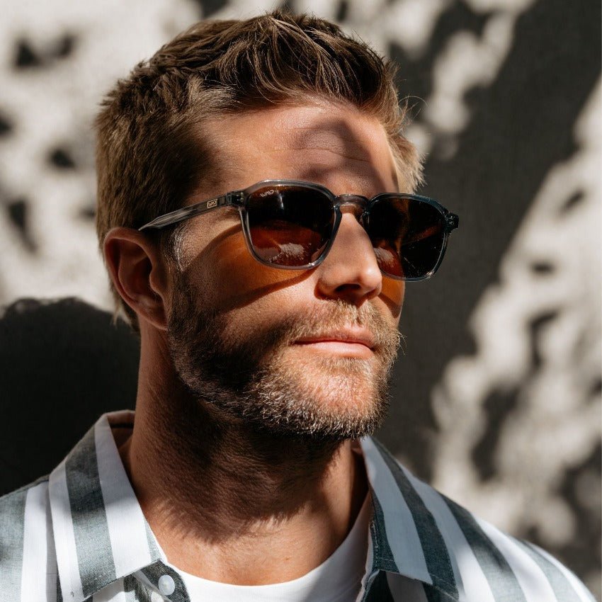 FRANCIS Men's Square Modern Retro Sunglasses in Crystal Stone Blue by WMP Eyewear