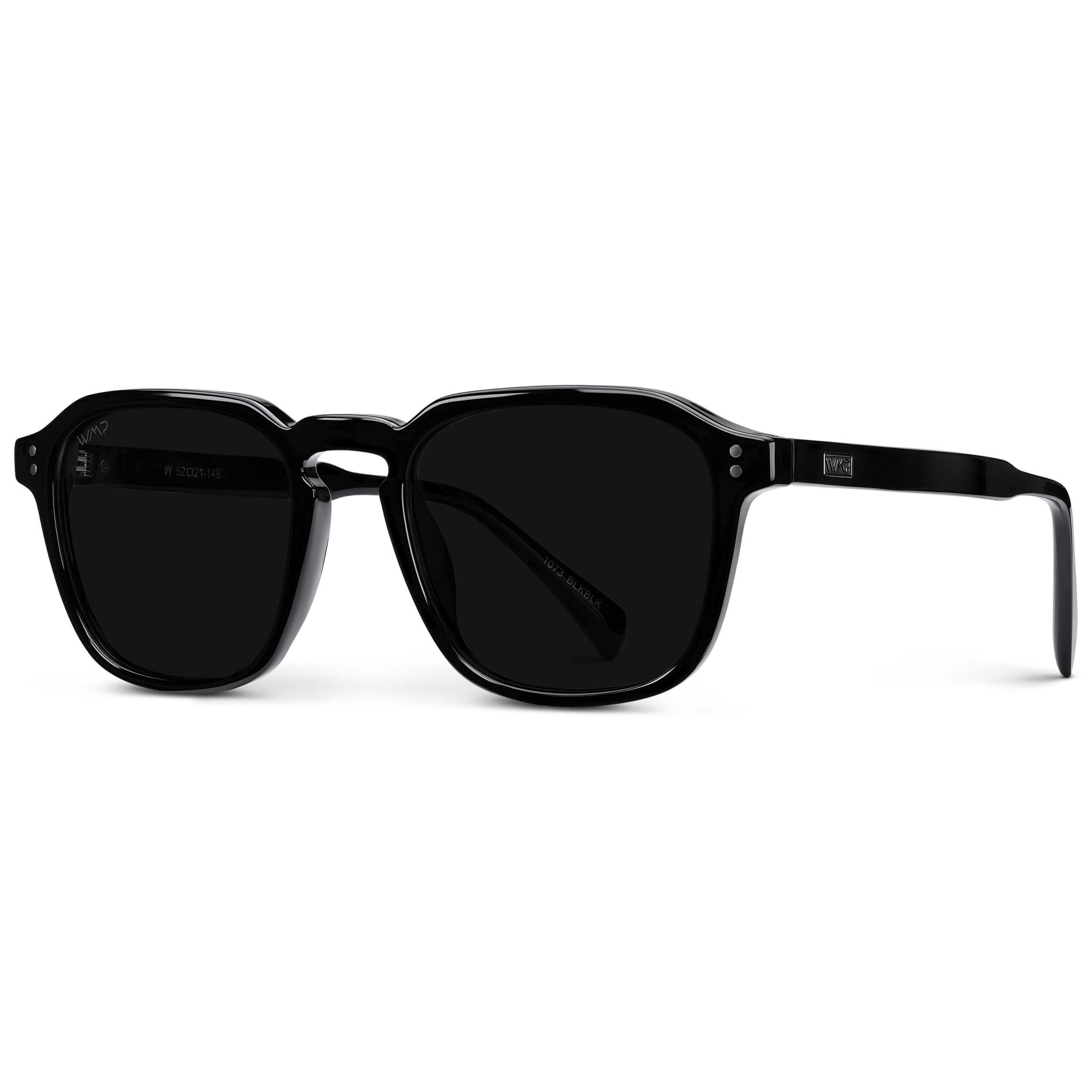 FRANCIS Men's Square Modern Retro Sunglasses in Triple Black by WMP Eyewear