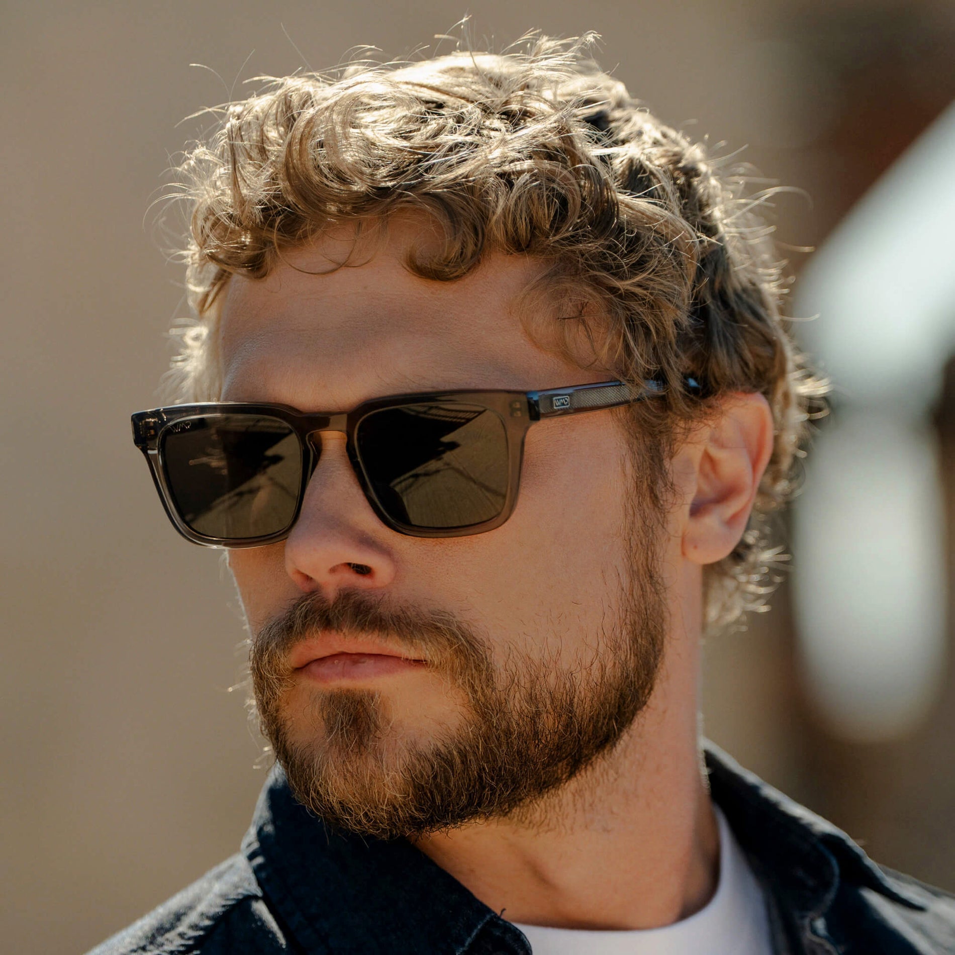 MAVERICK Men's Square Sunglasses in Crystal Gunmetal by WMP Eyewear