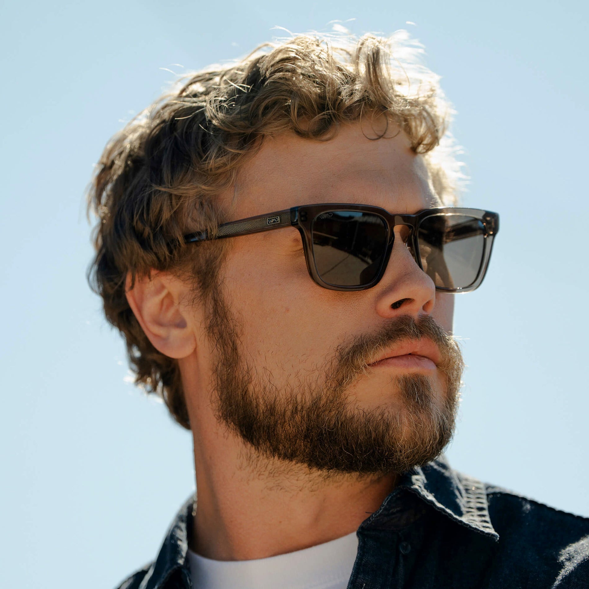 MAVERICK Men's Square Sunglasses in Crystal Gunmetal by WMP Eyewear