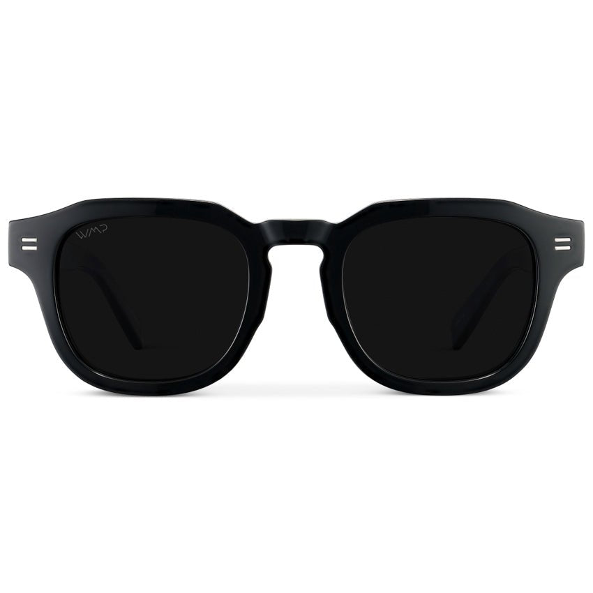 NELSON Retro Thick Framed Polarized Men's Sunglasses Triple Black by WMP Eyewear