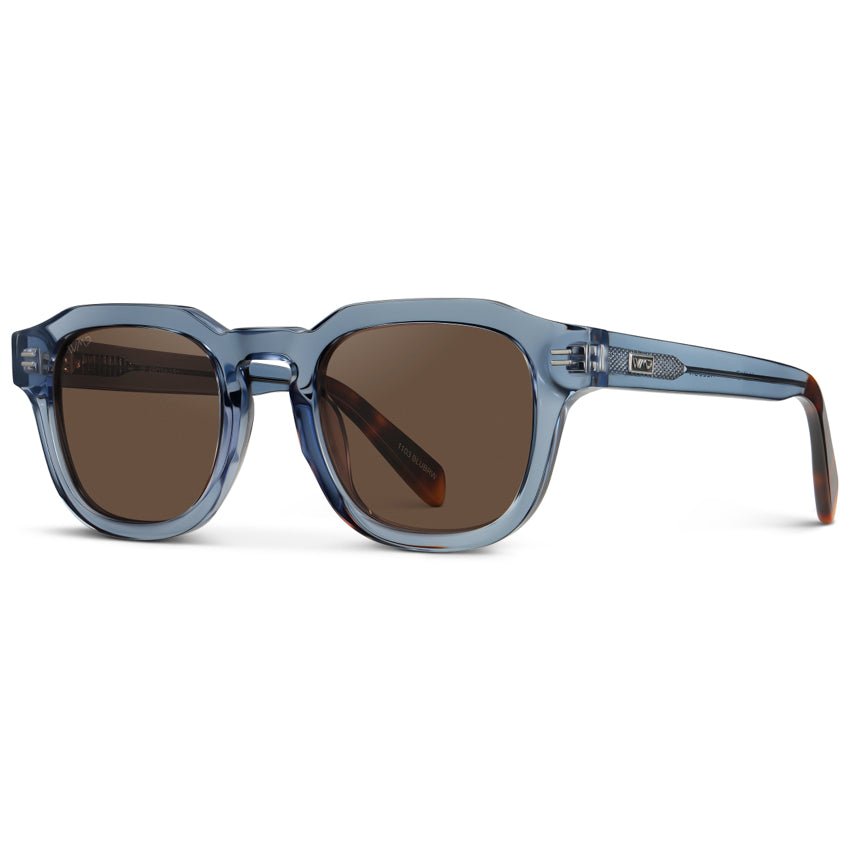 NELSON Retro Thick Framed Polarized Men's Sunglasses in Denim Blue by WMP Eyewear