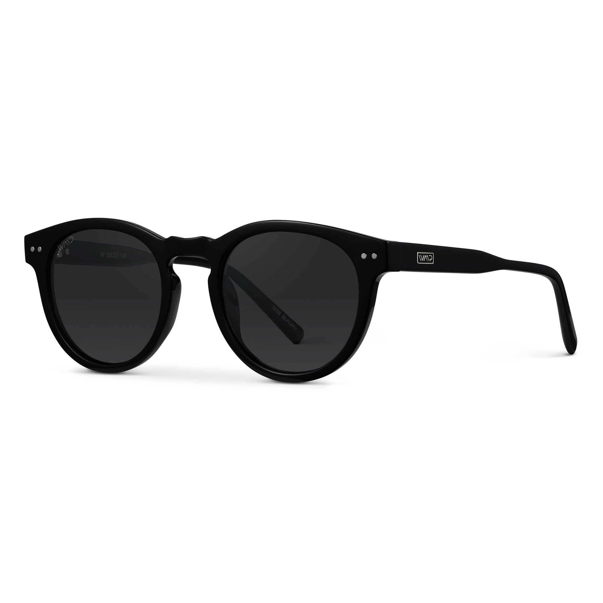 TATE Retro Round Unisex Sunglasses in Black by WMP Eyewear
