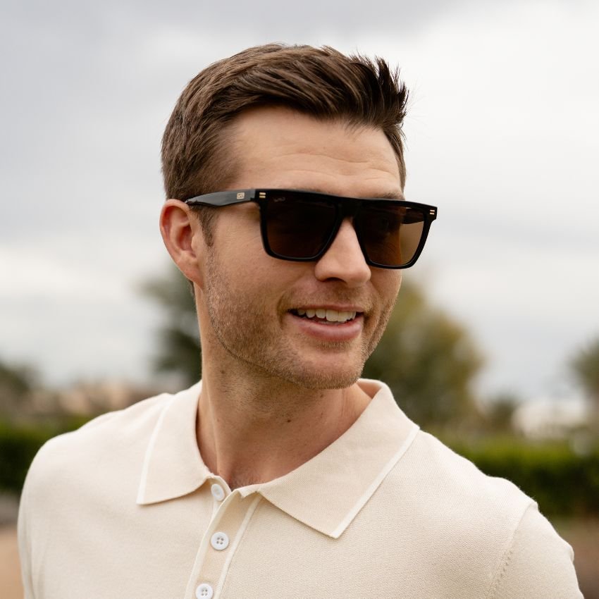 ACE Square Men's Golf Sunglasses in Glossy Black by WMP Eyewear