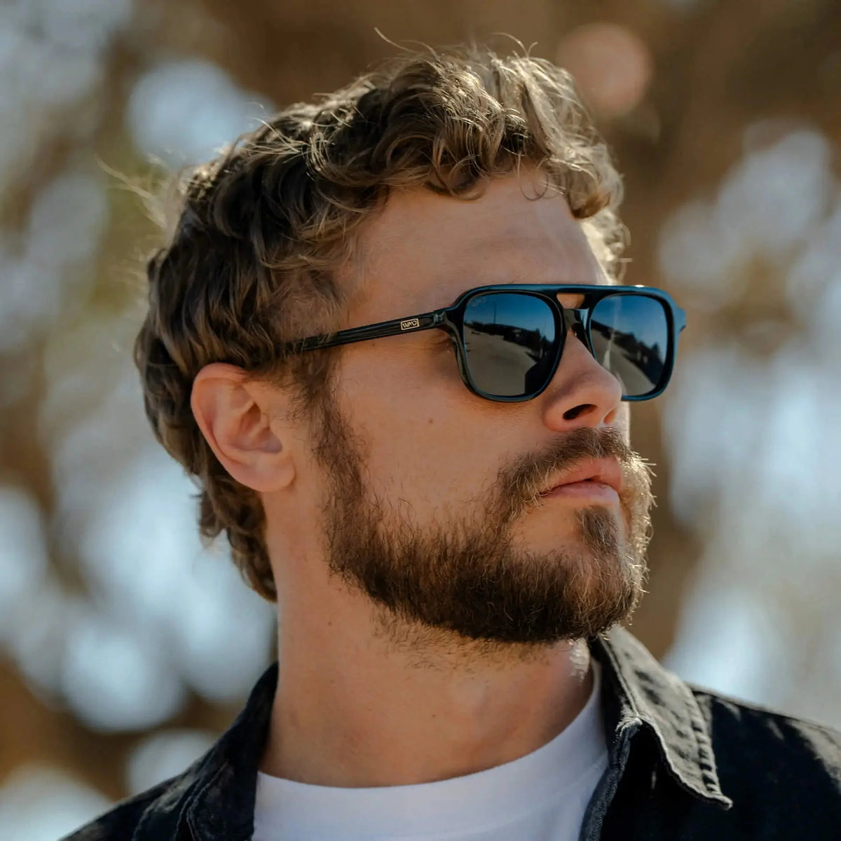 DEAN Polarised Oversized Aviator Sunglasses in Triple Black by WMP Eyewear