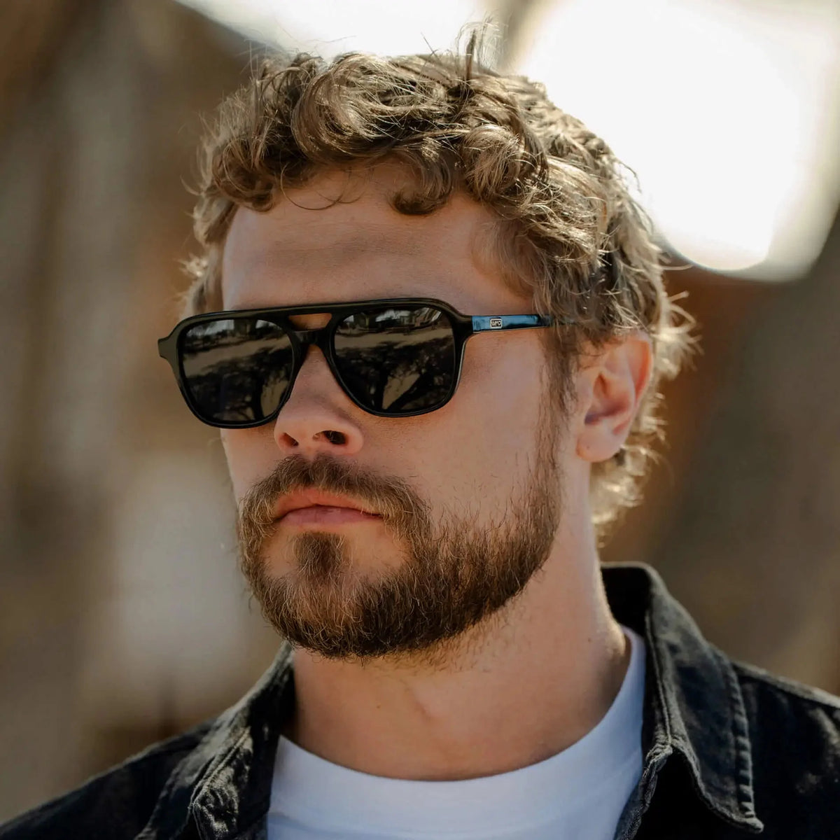 DEAN Polarised Oversized Aviator Sunglasses in Triple Black by WMP Eyewear