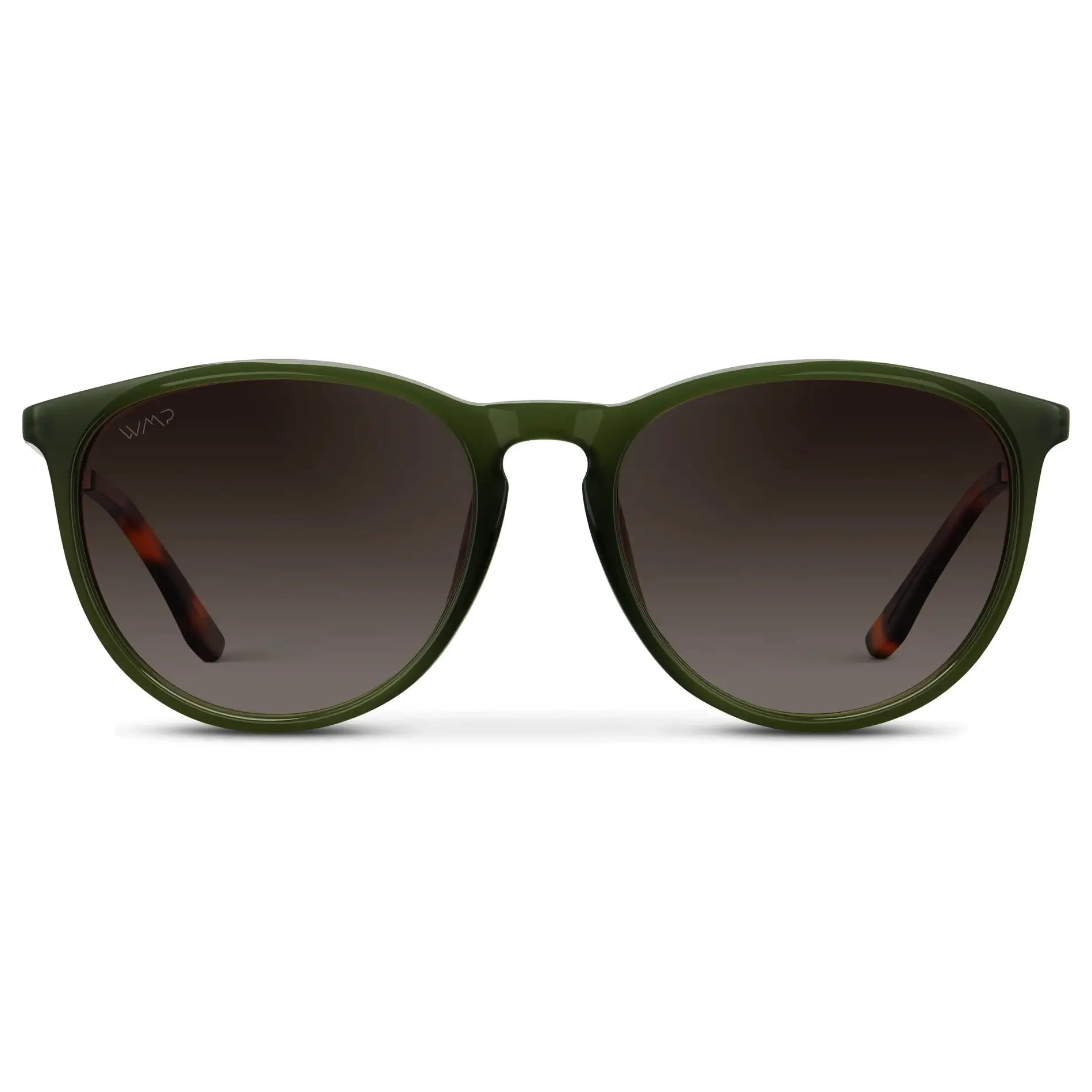 DREW Round Polarised Women's Sunglasses in Olive Green/Gold by WMP Eyewear
