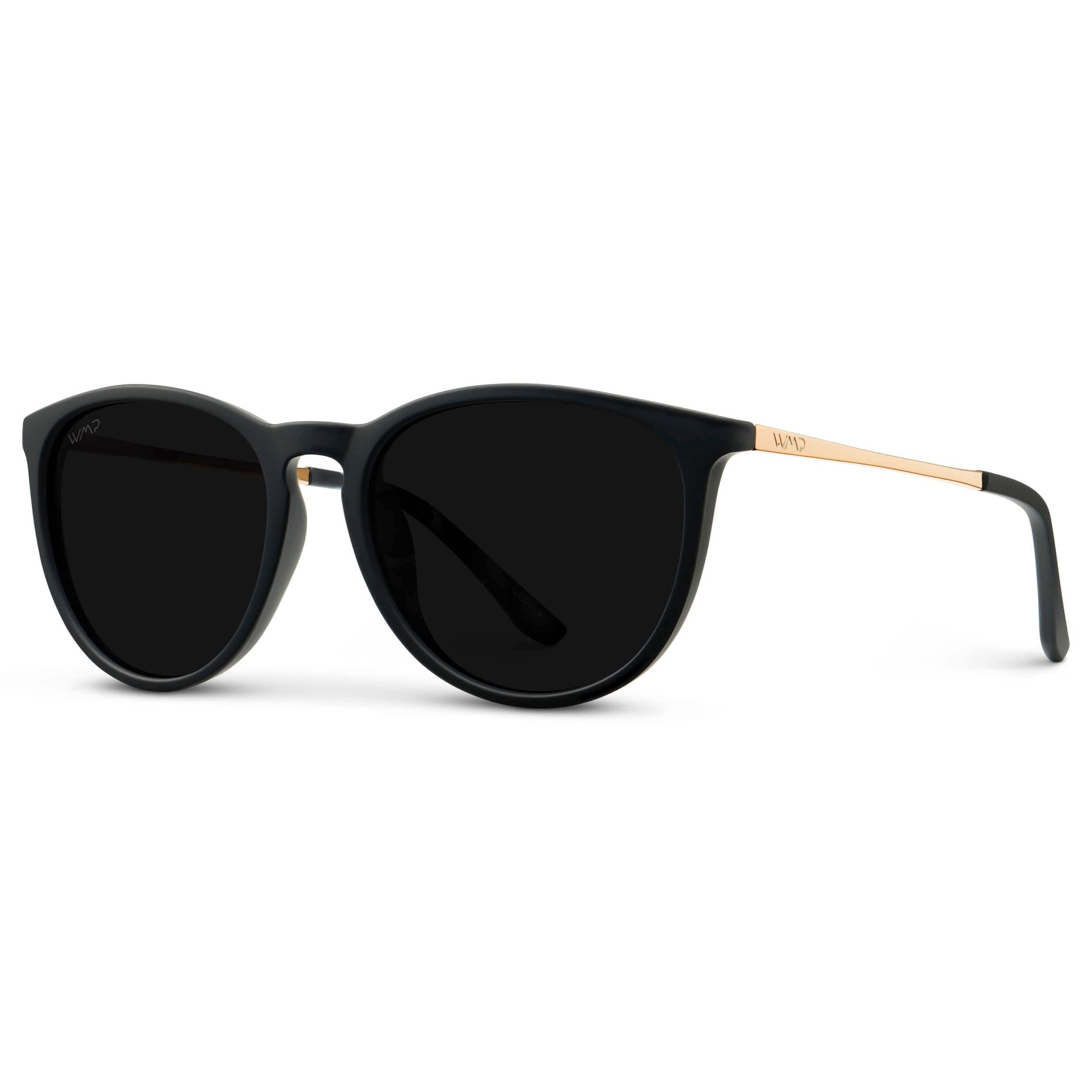 DREW Round Polarized Women's Sunglasses in Black/Gold by WMP Eyewear