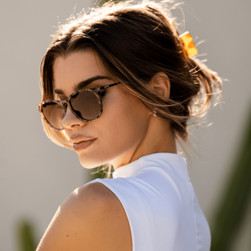 DREW Round Polarized Women's Sunglasses in Blush Pink Tortoise by WMP Eyewear