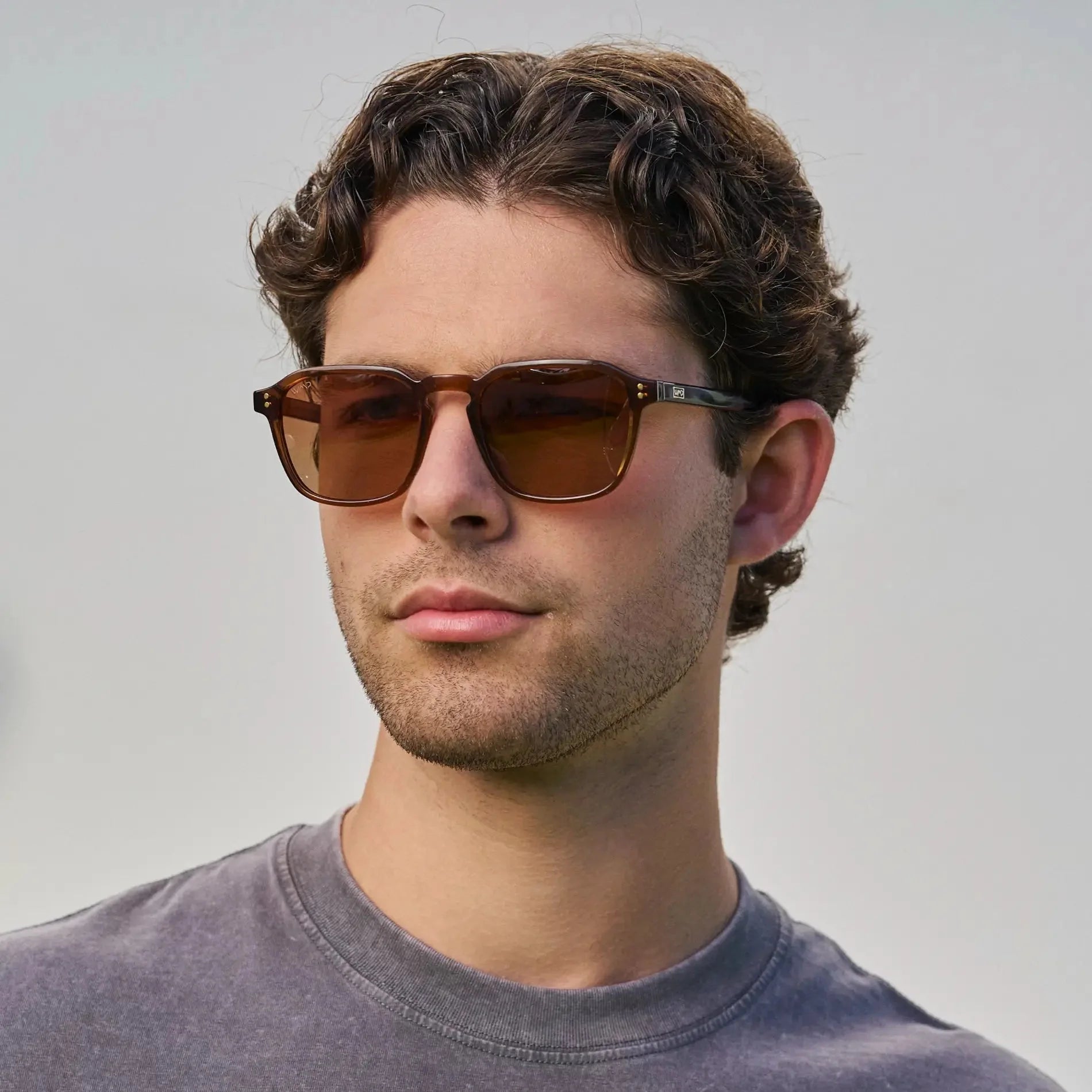 FRANCIS Men's Square Modern Retro Sunglasses in Terracotta Brown l WMP Eyewear