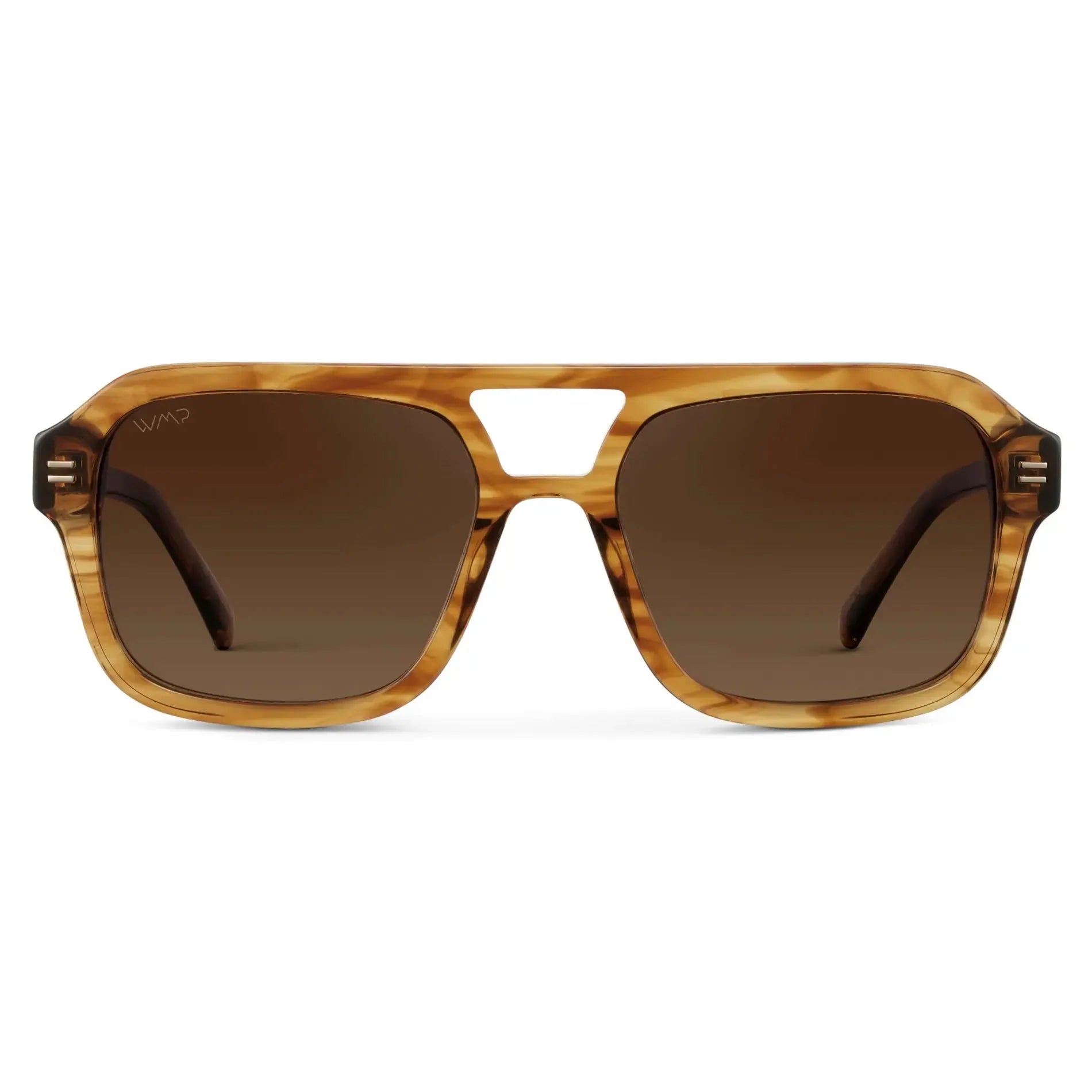 SYDNEY Oversized Retro Aviator Women's Sunglasses in Crystal Brown Grain by WMP Eyewear