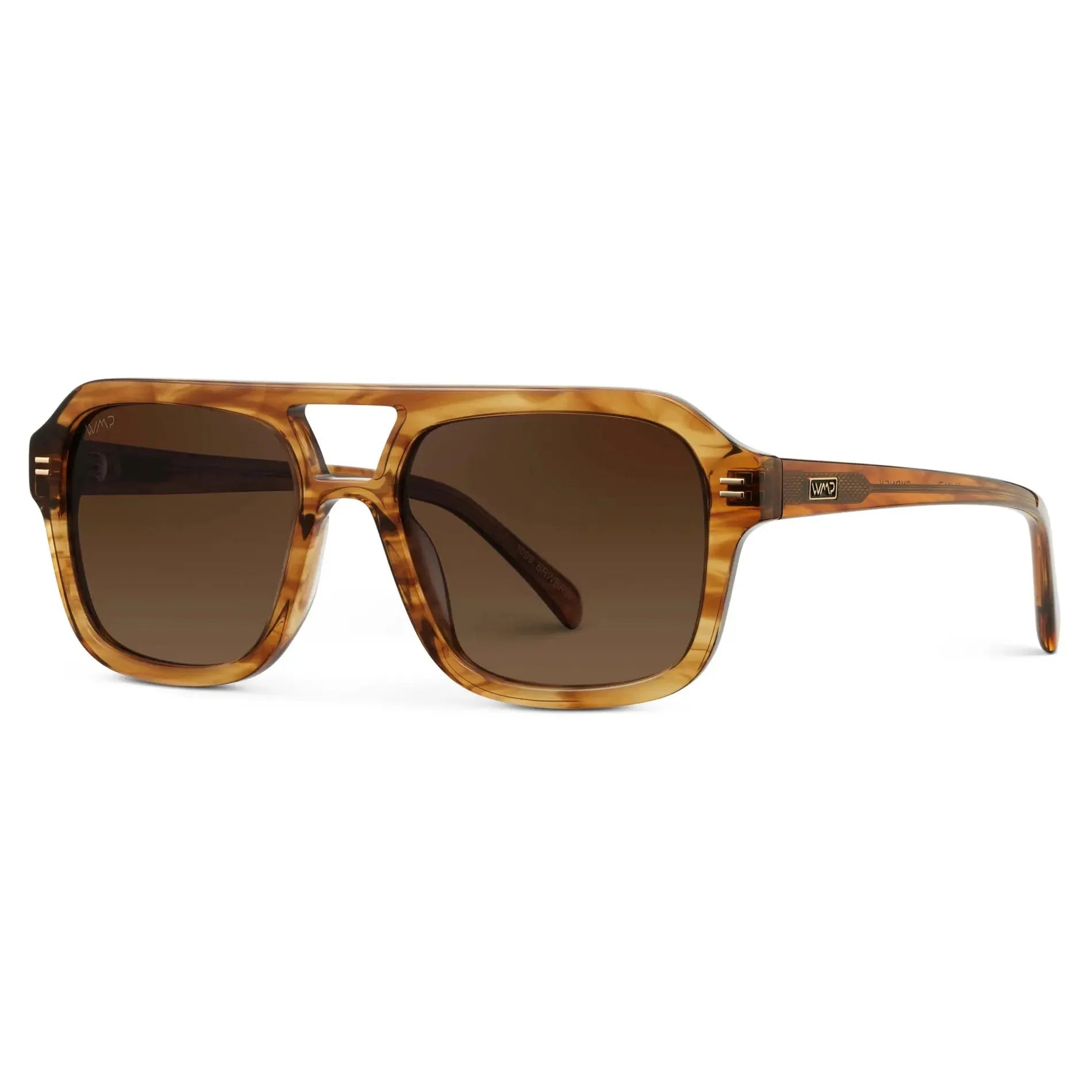 SYDNEY Oversized Retro Aviator Women's Sunglasses in Crystal Brown Grain by WMP Eyewear