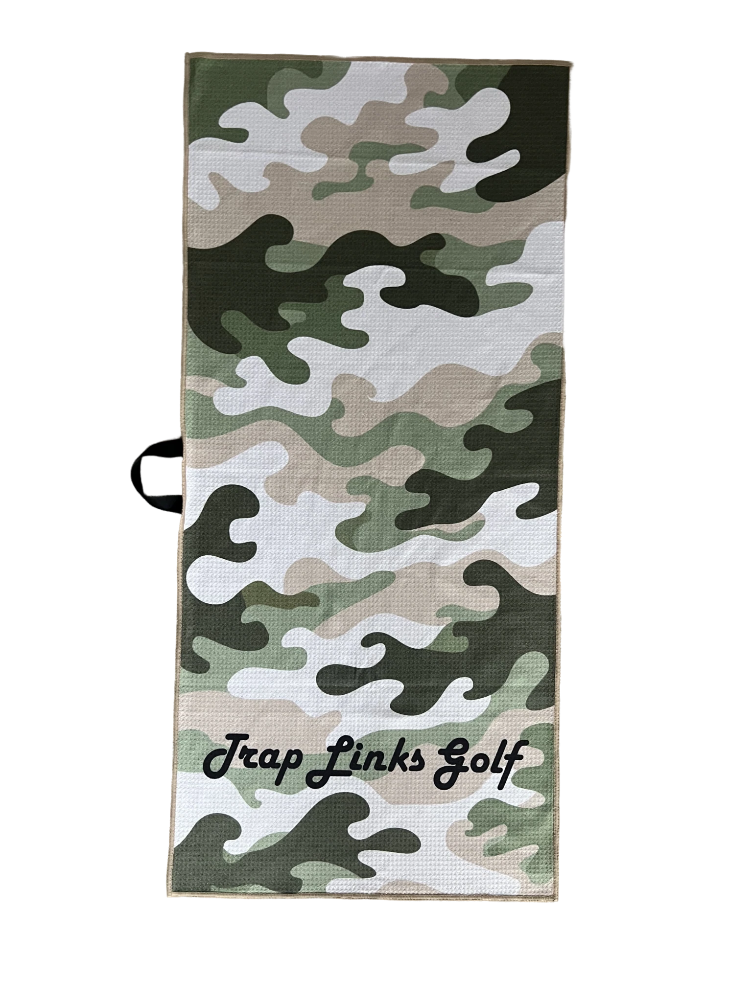 Serviette gaufrée recyclée avec logo camouflage de Trap Links Golf