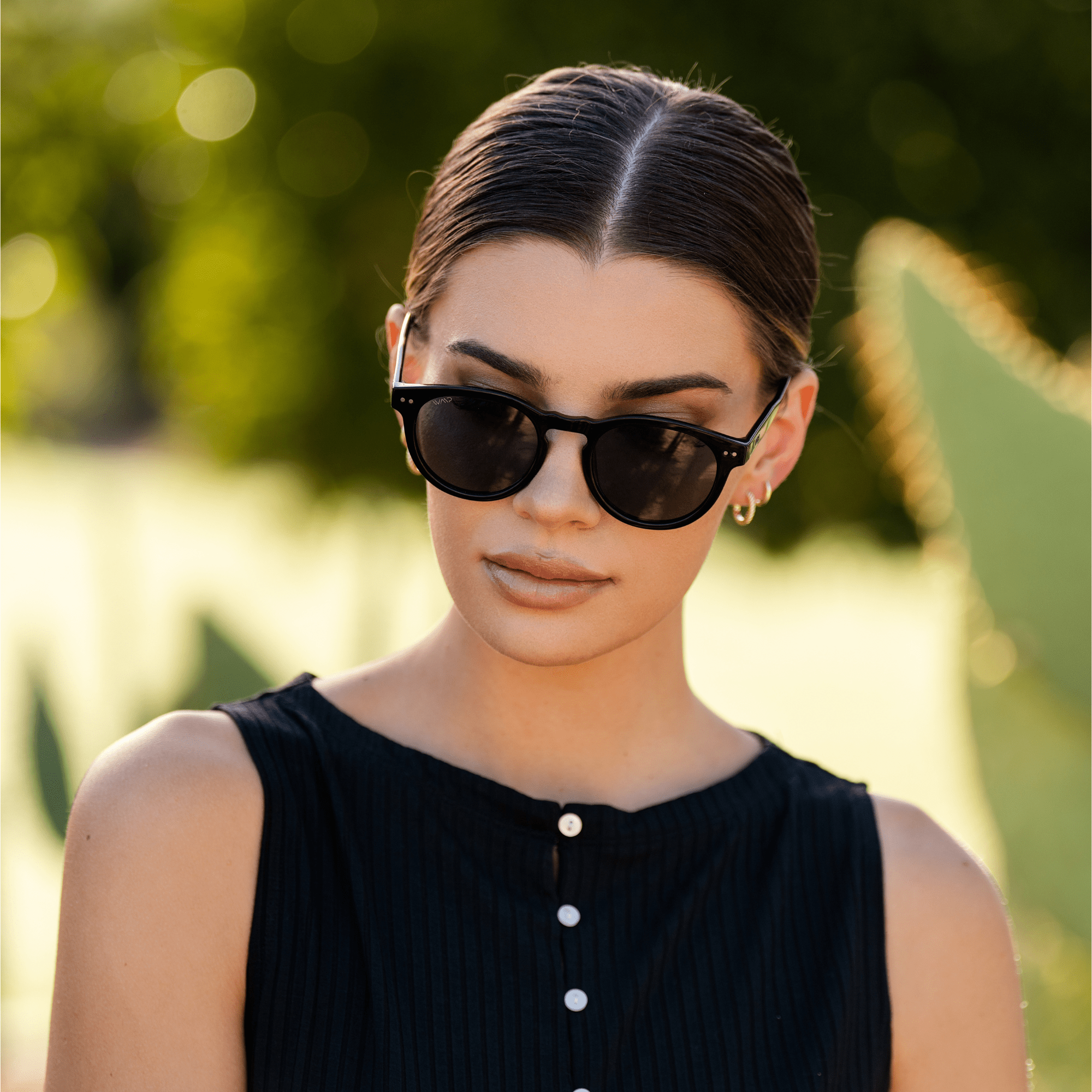 TATE Retro Round Unisex Sunglasses in Black by WMP Eyewear