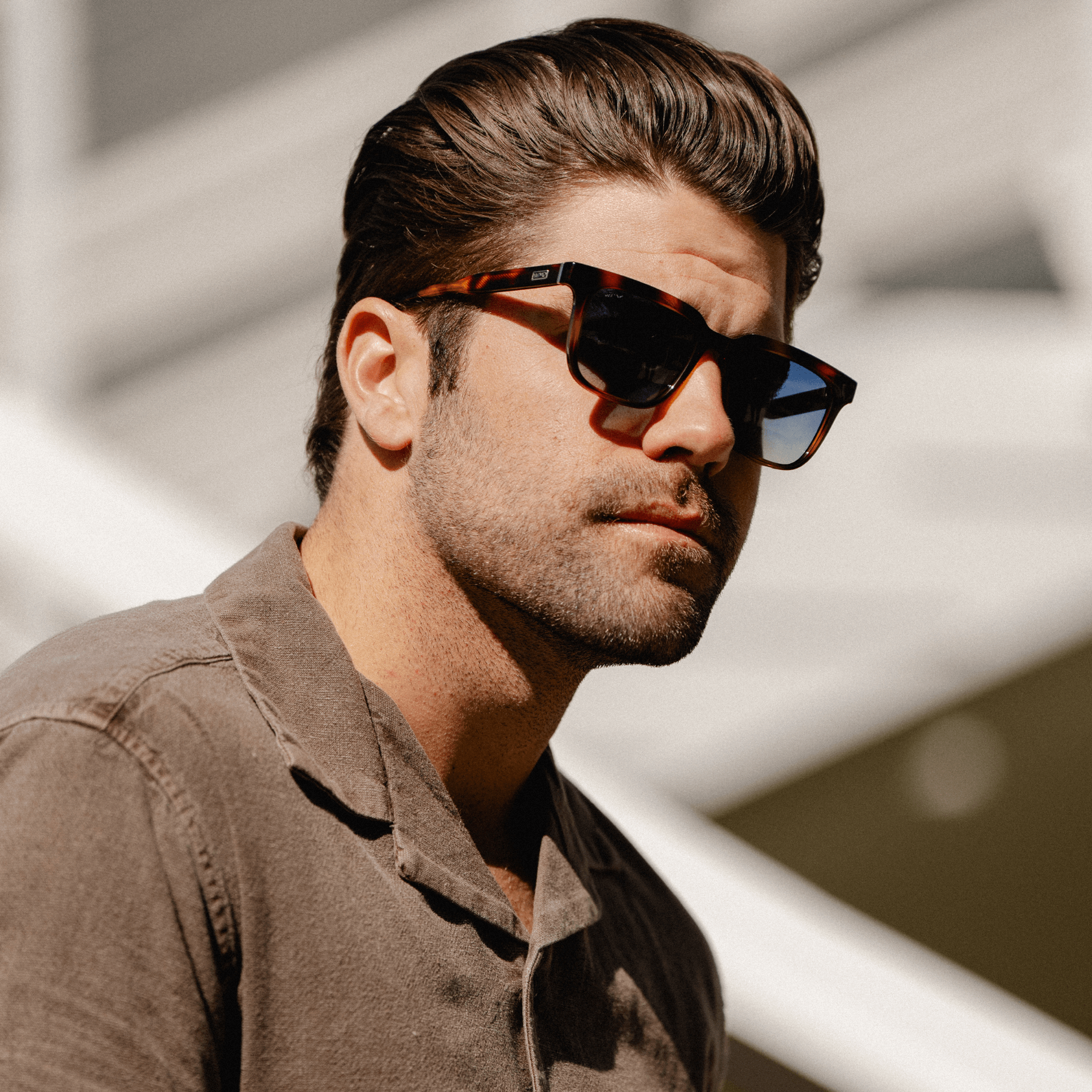 WILSON Men's Polarised Square Sunglasses in Whiskey Tortoise by WMP Eyewear