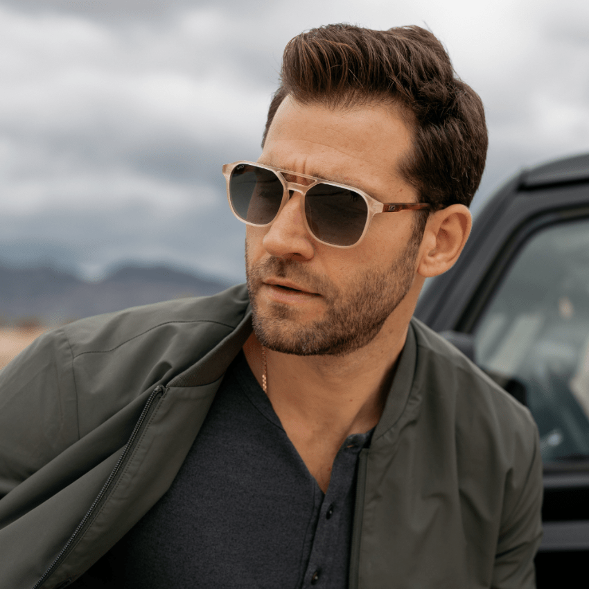 HUNTER Men's Double Bridge Aviator Sunglasses in Tortoise Champagne by WMP Eyewear