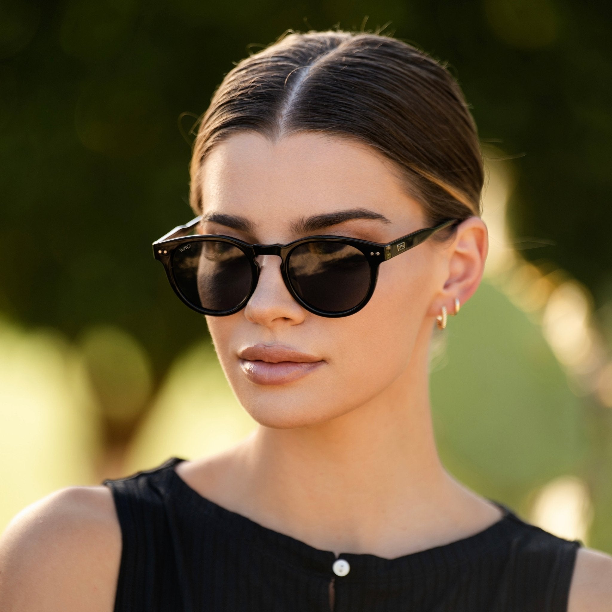 TATE Retro Round Unisex Sunglasses in Black by WMP Eyewear