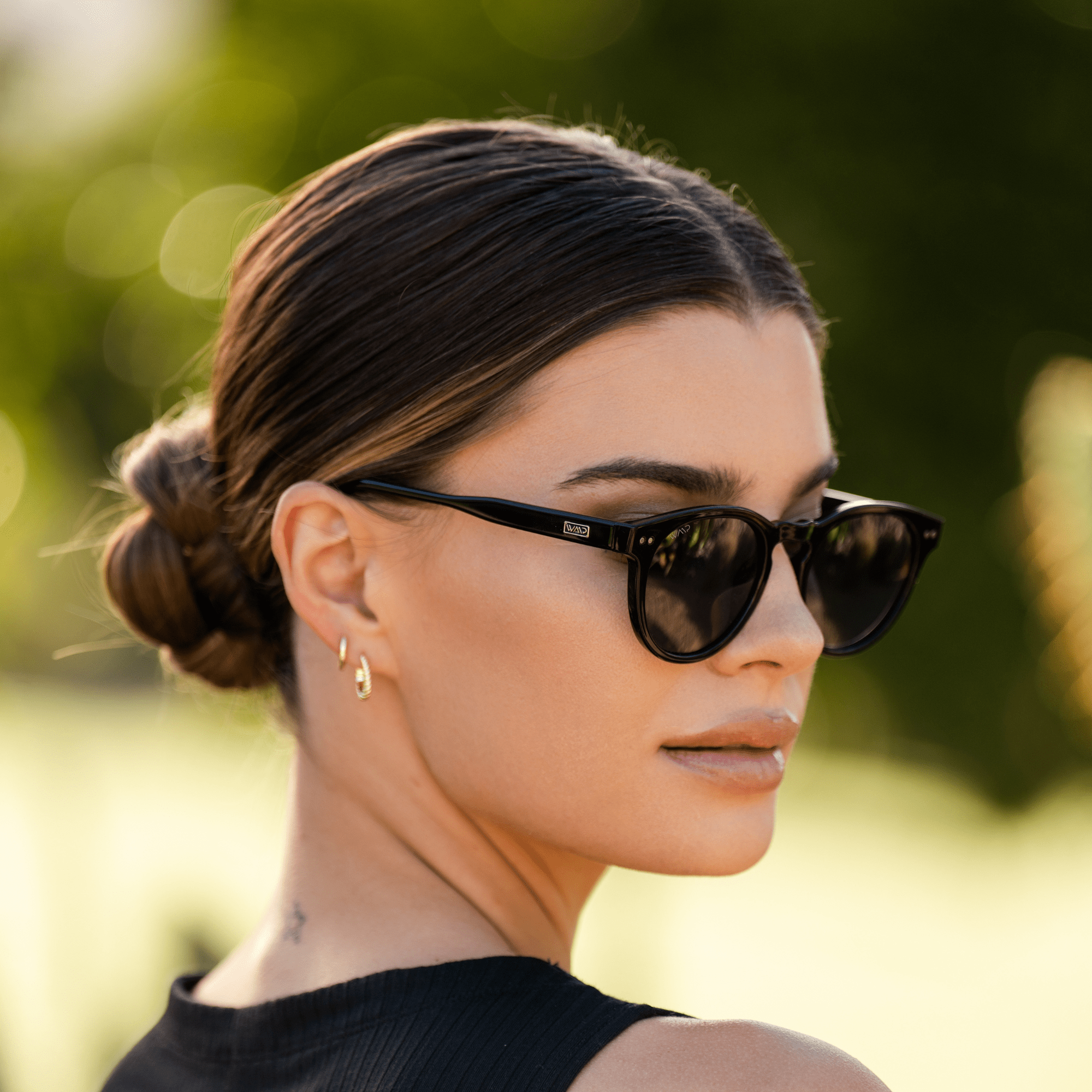 TATE Retro Round Unisex Sunglasses in Black by WMP Eyewear