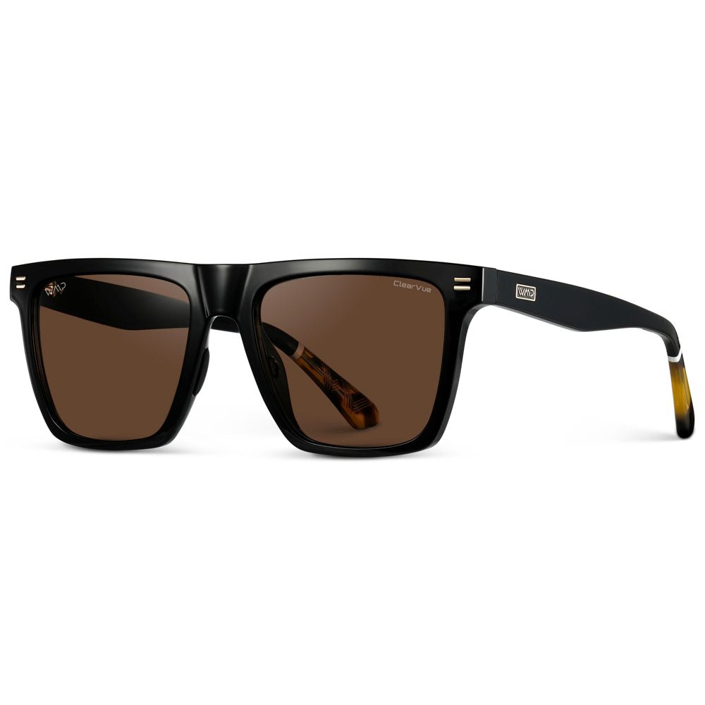 ACE Square Men's Golf Sunglasses in Glossy Black by WMP Eyewear