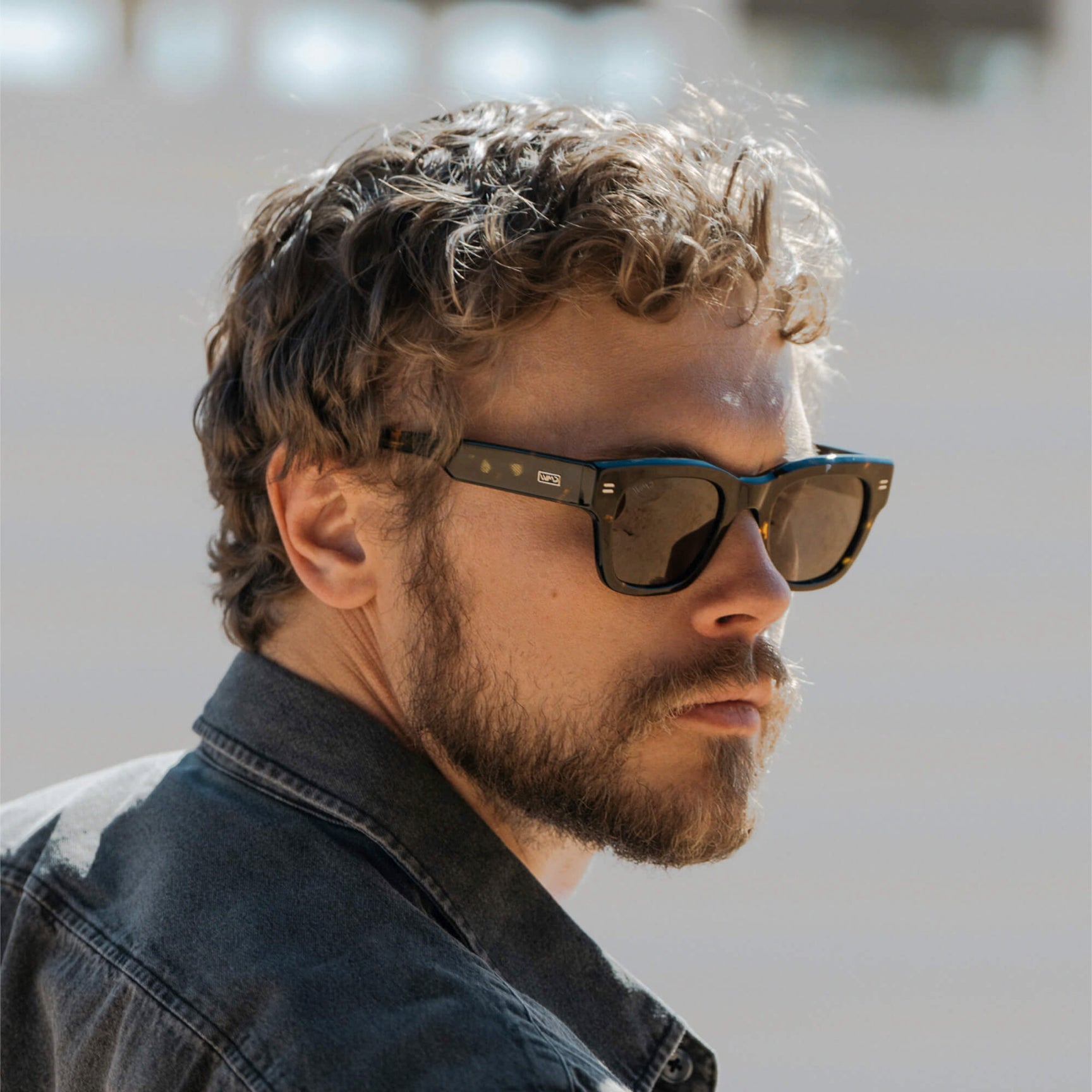 CLINT Men's Oversized Rectangular Sunglasses in Obsidian Gold Tortoise by WMP Eyewear