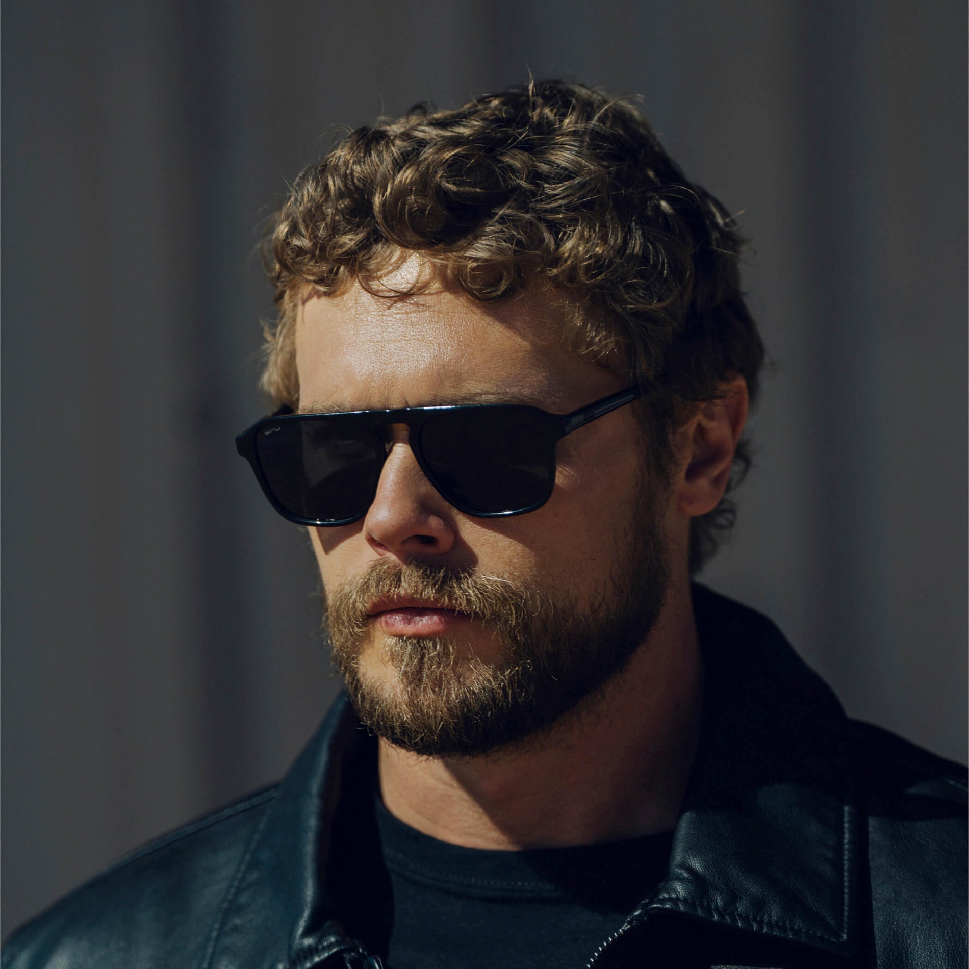 EMERSON Unisex Square Aviator Sunglasses in Triple Black by WMP Eyewear