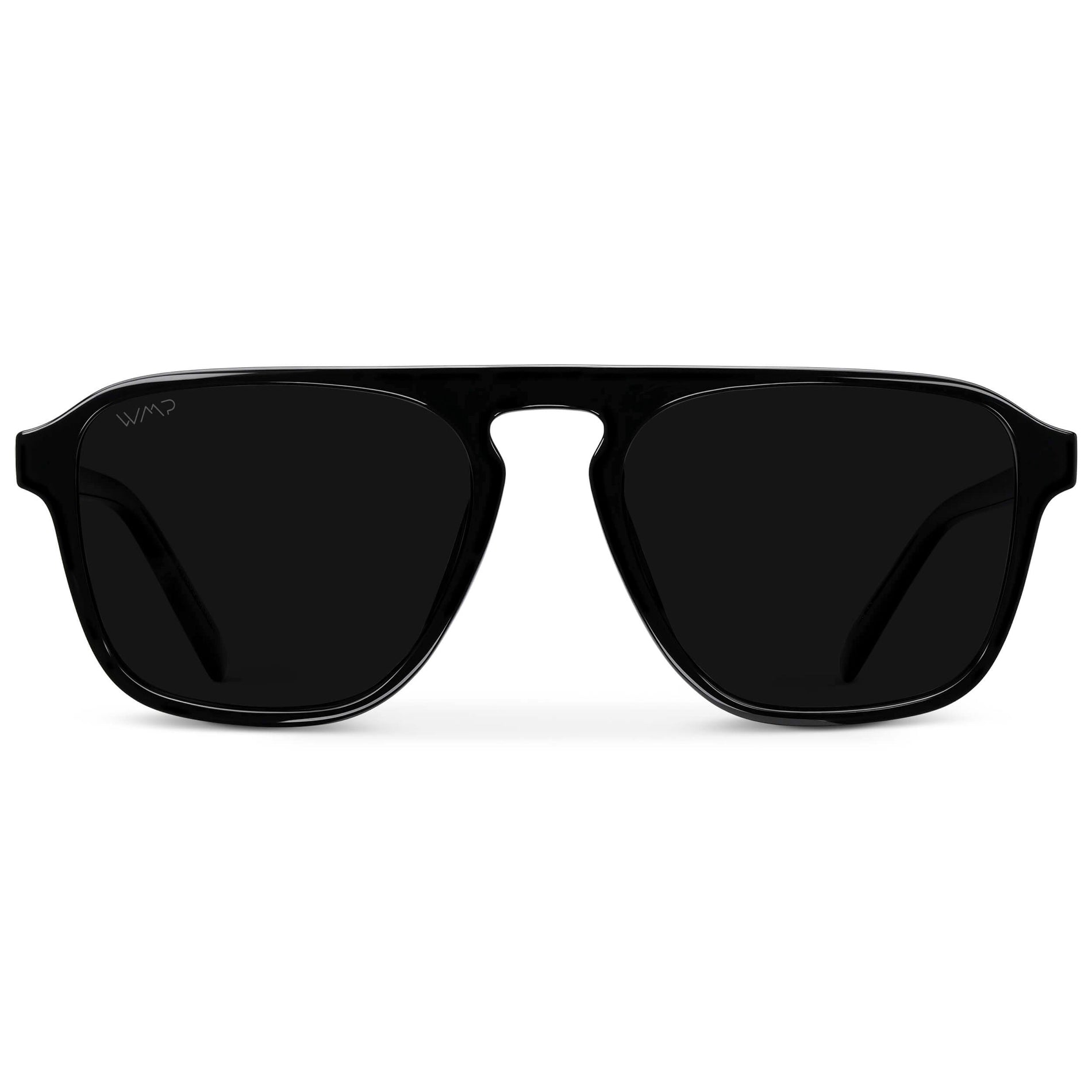 EMERSON Unisex Square Aviator Sunglasses in Triple Black by WMP Eyewear