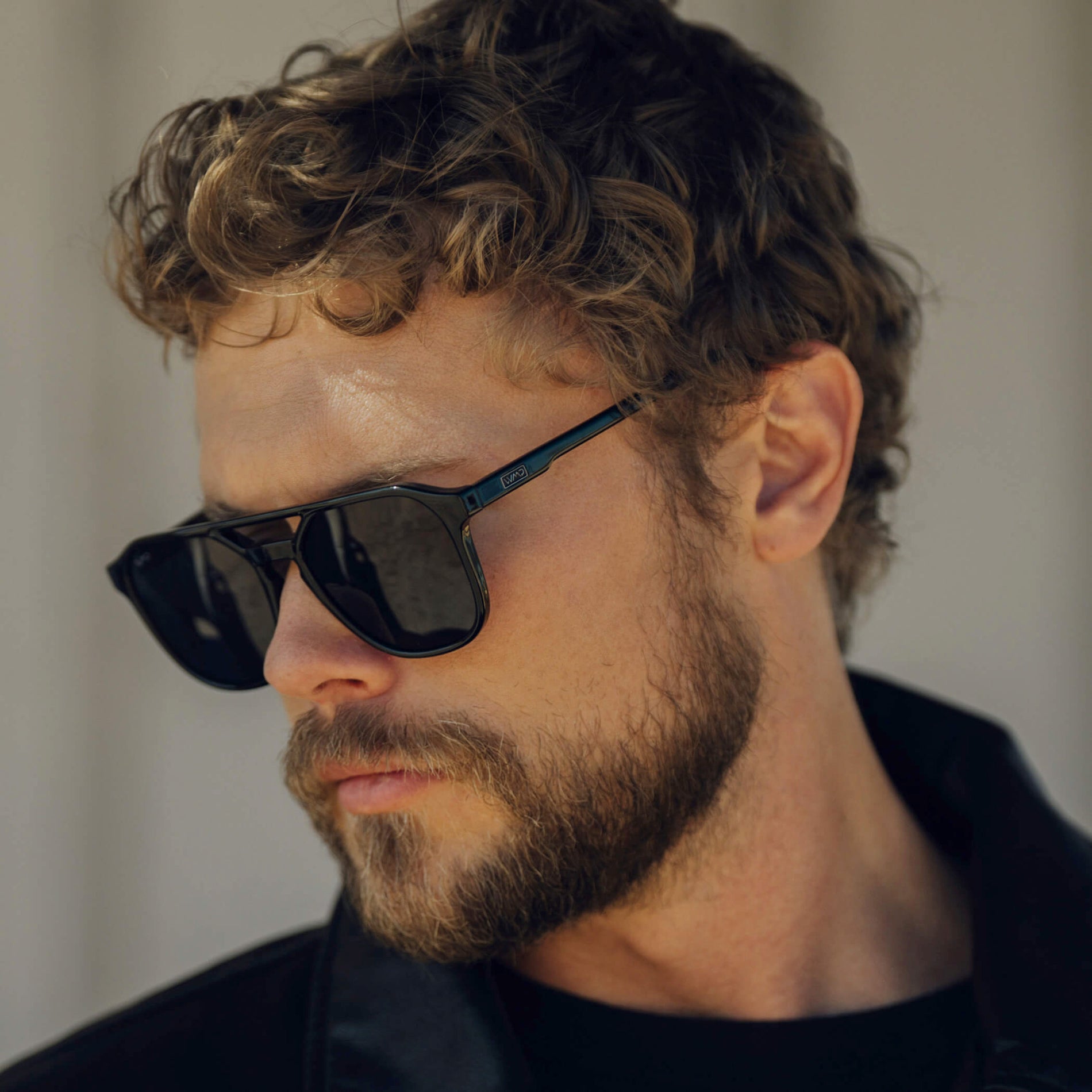 HUNTER Men's Double Bridge Aviator Sunglasses in Triple Black by WMP Eyewear