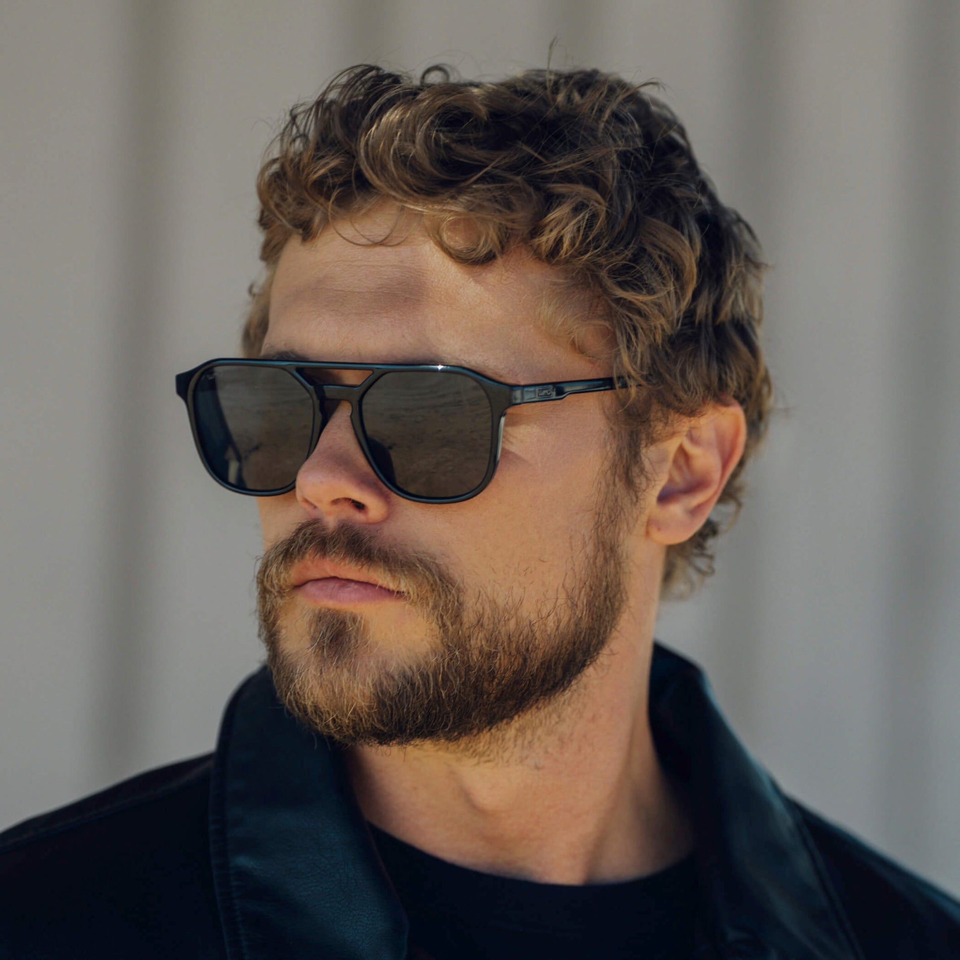 HUNTER Men's Double Bridge Aviator Sunglasses in Triple Black by WMP Eyewear