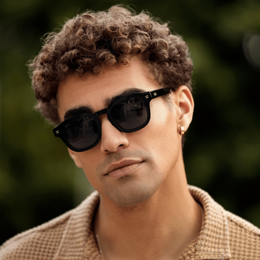 NELSON Retro Thick Framed Polarized Men's Sunglasses Triple Black by WMP Eyewear