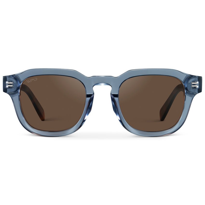 NELSON Retro Thick Framed Polarized Men's Sunglasses in Denim Blue by WMP Eyewear