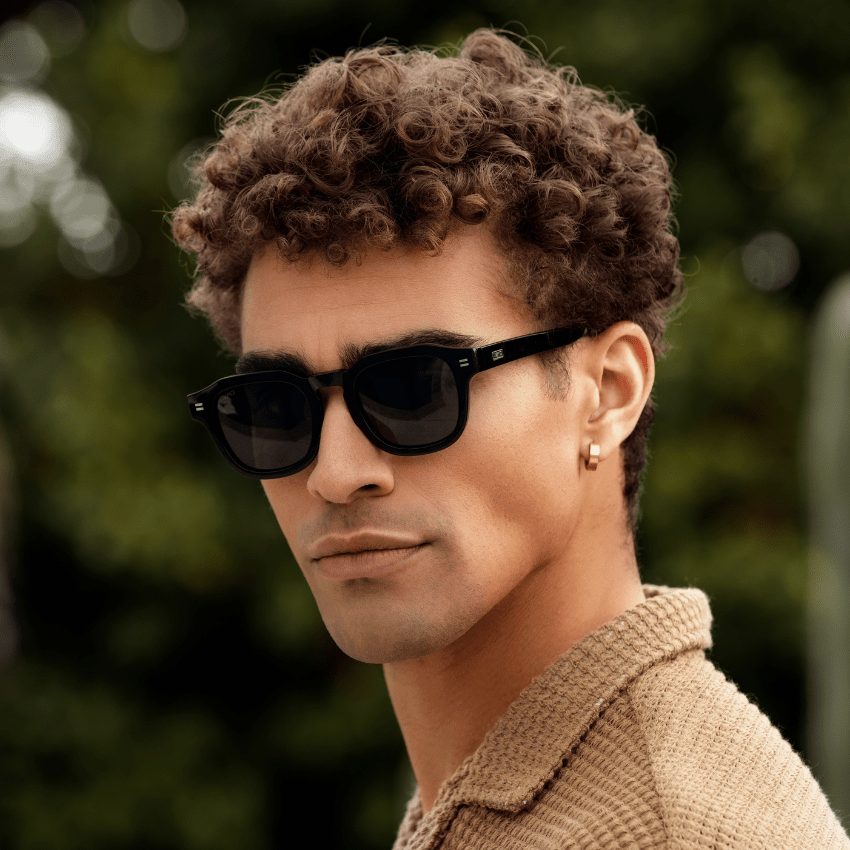 NELSON Retro Thick Framed Polarized Men's Sunglasses Triple Black by WMP Eyewear