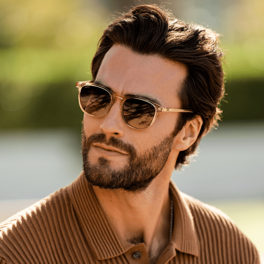 NICK Polarized Men's l Women's Sunglasses in Crystal Sand Brown by WMP Eyewear