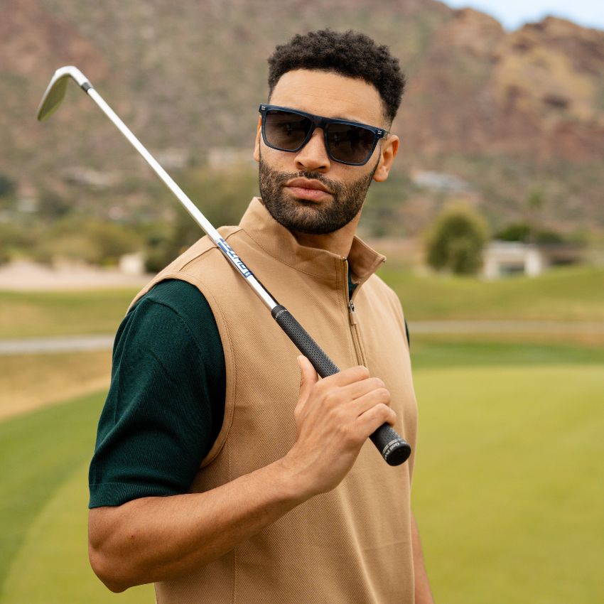 ACE Square Men's Golf Sunglasses in Indigo Blue Grain by WMP Eyewear