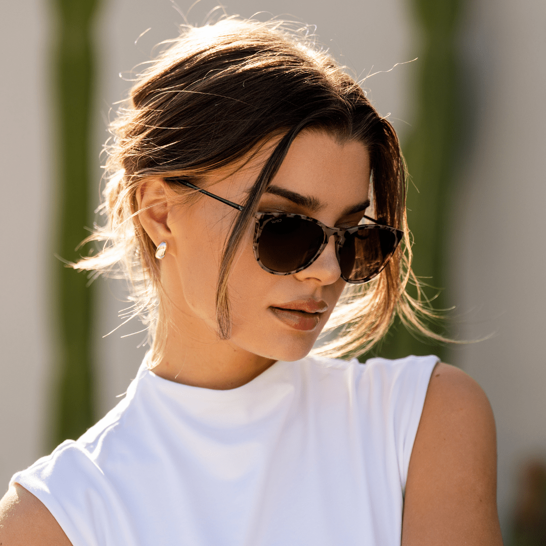DREW Round Polarized Women's Sunglasses in Blush Pink Tortoise by WMP Eyewear
