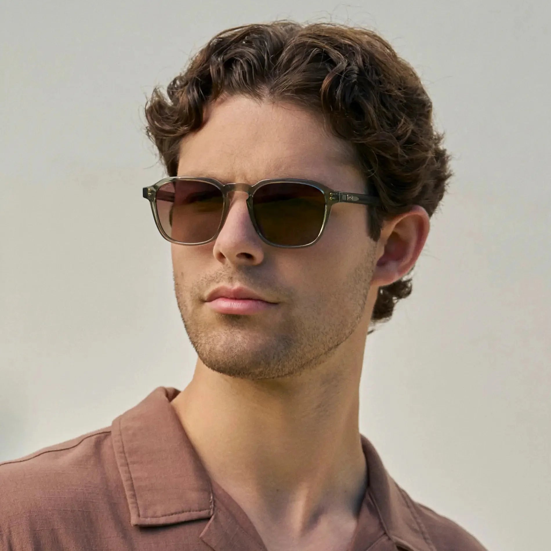 FRANCIS Men's Square Modern Retro Sunglasses in Sage Green l WMP Eyewear
