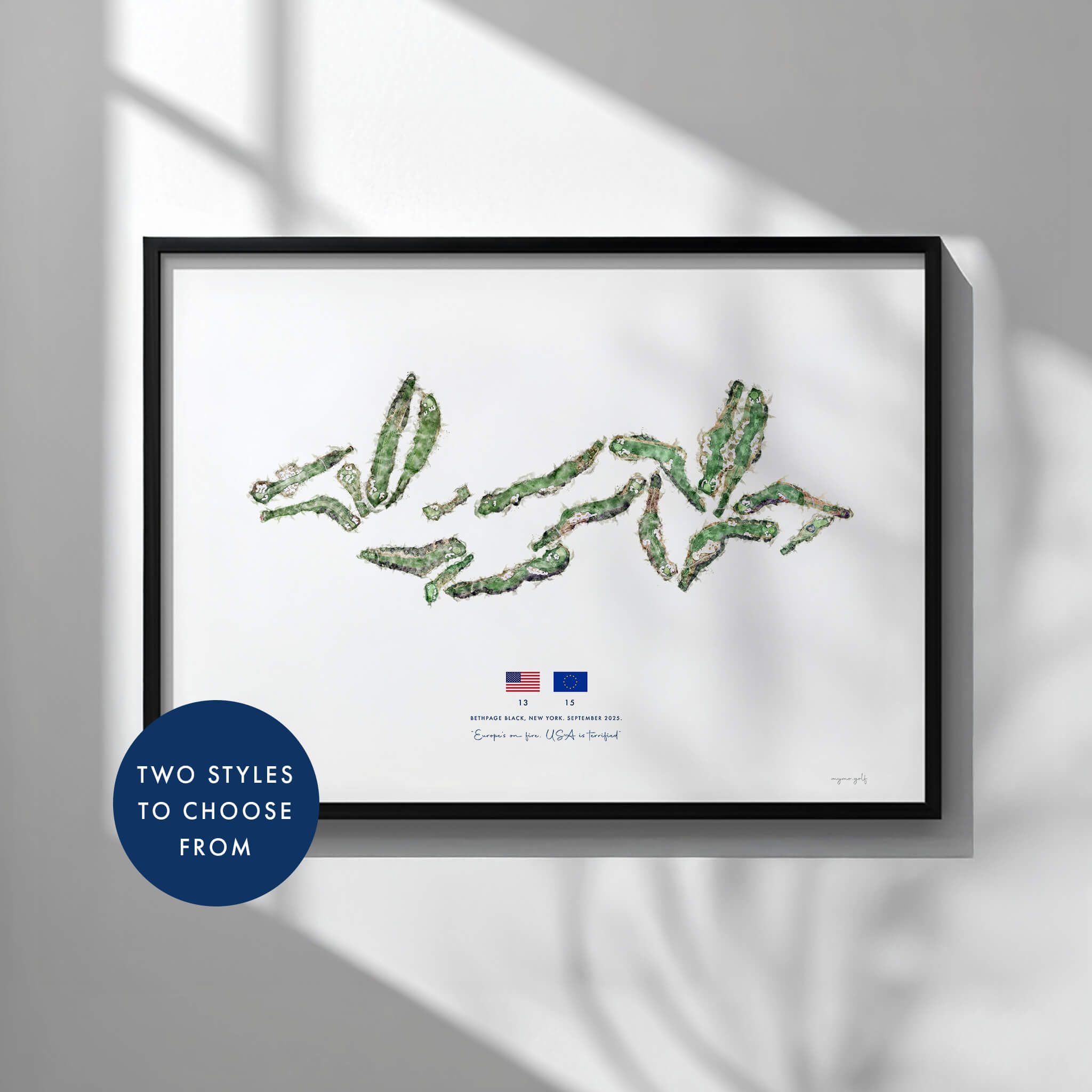 Bethpage Black, Ryder Cup 2025 Gift – Custom Art Print Celebrating Europe’s Victory