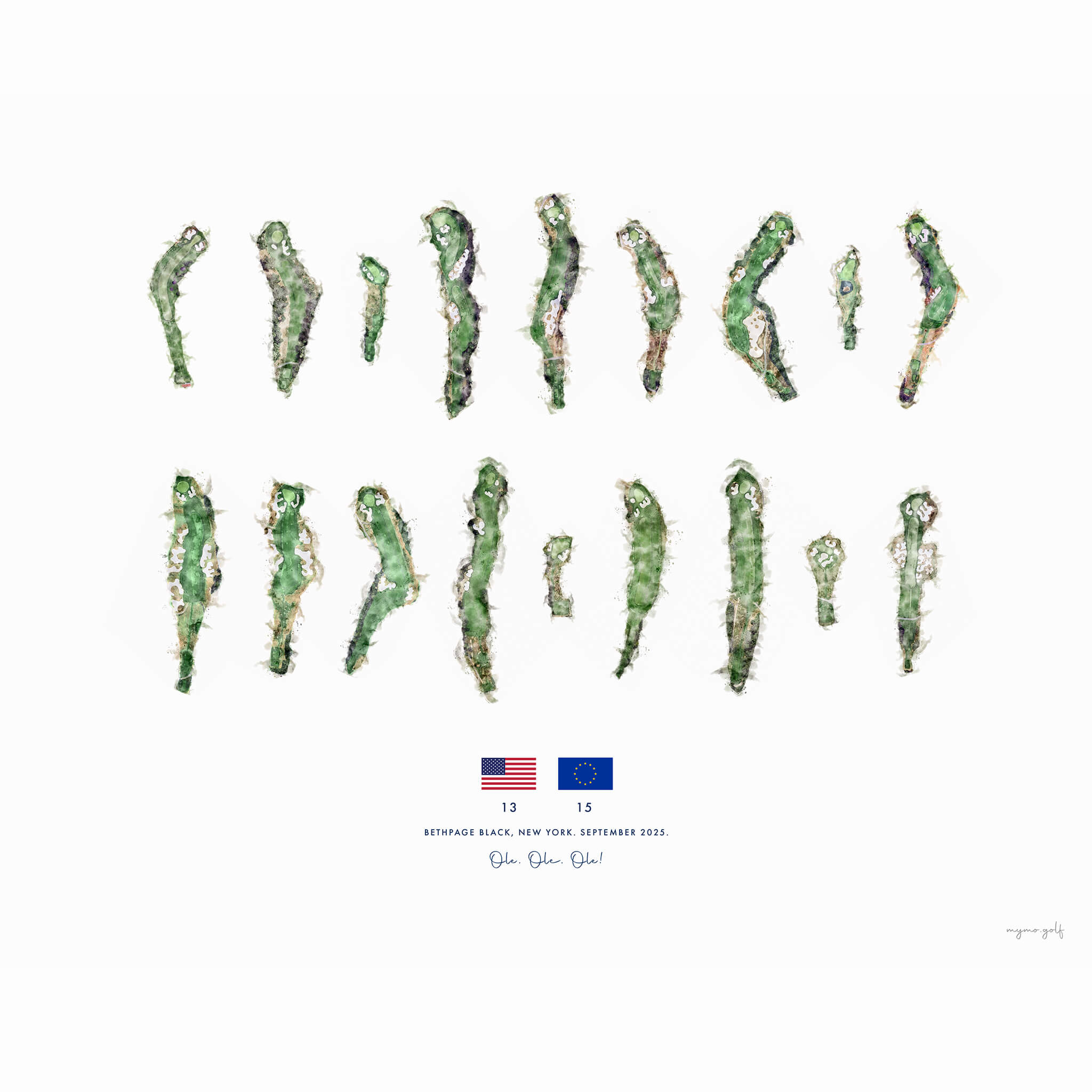 Bethpage Black, Ryder Cup 2025 Gift – Custom Art Print Celebrating Europe’s Victory