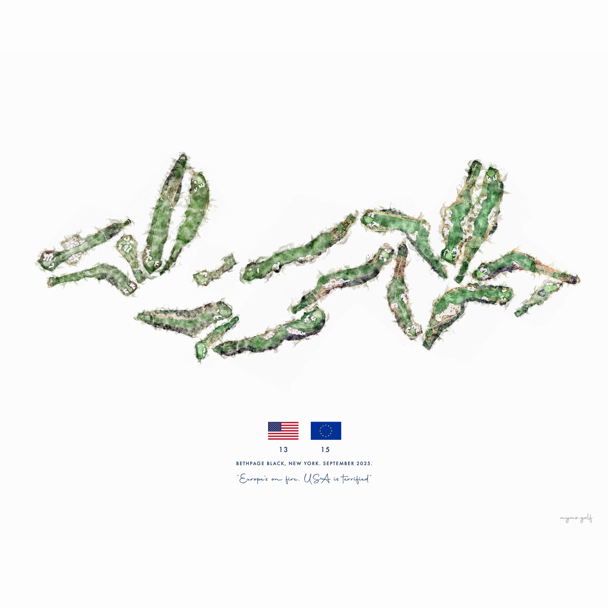Bethpage Black, Ryder Cup 2025 Gift – Custom Art Print Celebrating Europe’s Victory